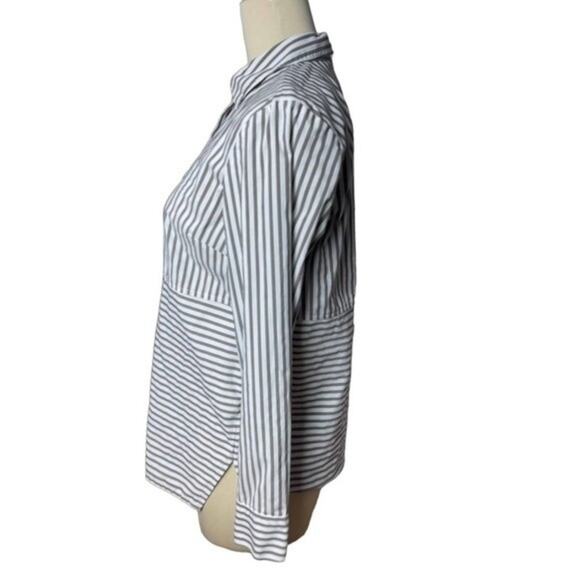 Striped Cotton Long Sleeve Button Down Shirt, Business, Casual, Travel, XS - Picture 2 of 7